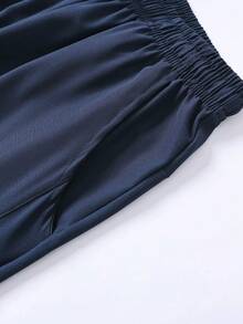 Plus Size Men's Summer Lightweight Sports Casual Straight Leg Pants, Unique Drawstring Design, Versatile Streetwear - Royal Blue - View 5