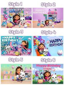 MASSDI 6 Kinds Of Cartoon Cloth With Different Backgrounds Are Printed With Gabe And Cartoon Images,Are Rich And Soft With Happy Birthday.Suitable For The Theme Birthday Party To Take Photos And Punch Decorate The Party Collection Display And Storage - Multicolor - View 9