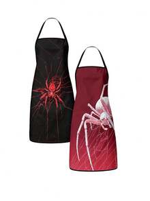 4Pcs/1pcDay Of The Dead Print Apron, Sugar Skull Skeleton Pattern Kitchen Apron For Cooking Baking Halloween PartySkeleton Apron For Halloween, White Human Skeleton Bones Print Black Kitchen Apron - Multicolor - View 12
