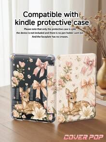 Floral Deer Pattern Compatible With IPad 10th Generation, 10.2/Mini6/Mini7/9.7 Inch, Galaxy Tab A9 Plus Tablet Protective Case, 3+ Years Anti-Bending, Built-In Pen Slot, Suitable For Kindle (11th Gen) 2022 Edition, Reinforced Silicone Corners, Auto Wake/Sleep Function, Perfect Daily Protection, Valentine's Day Christmas Spring Romantic Gift, Fashionable Minimalist Pattern - Multicolor - View 8