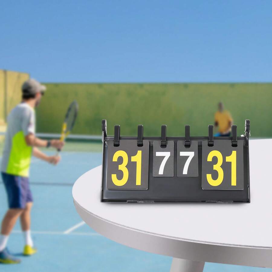 Scoreboard 4-Digit Portable Flip Scoreboard Multi-Function Scoreboard - Black - View 1