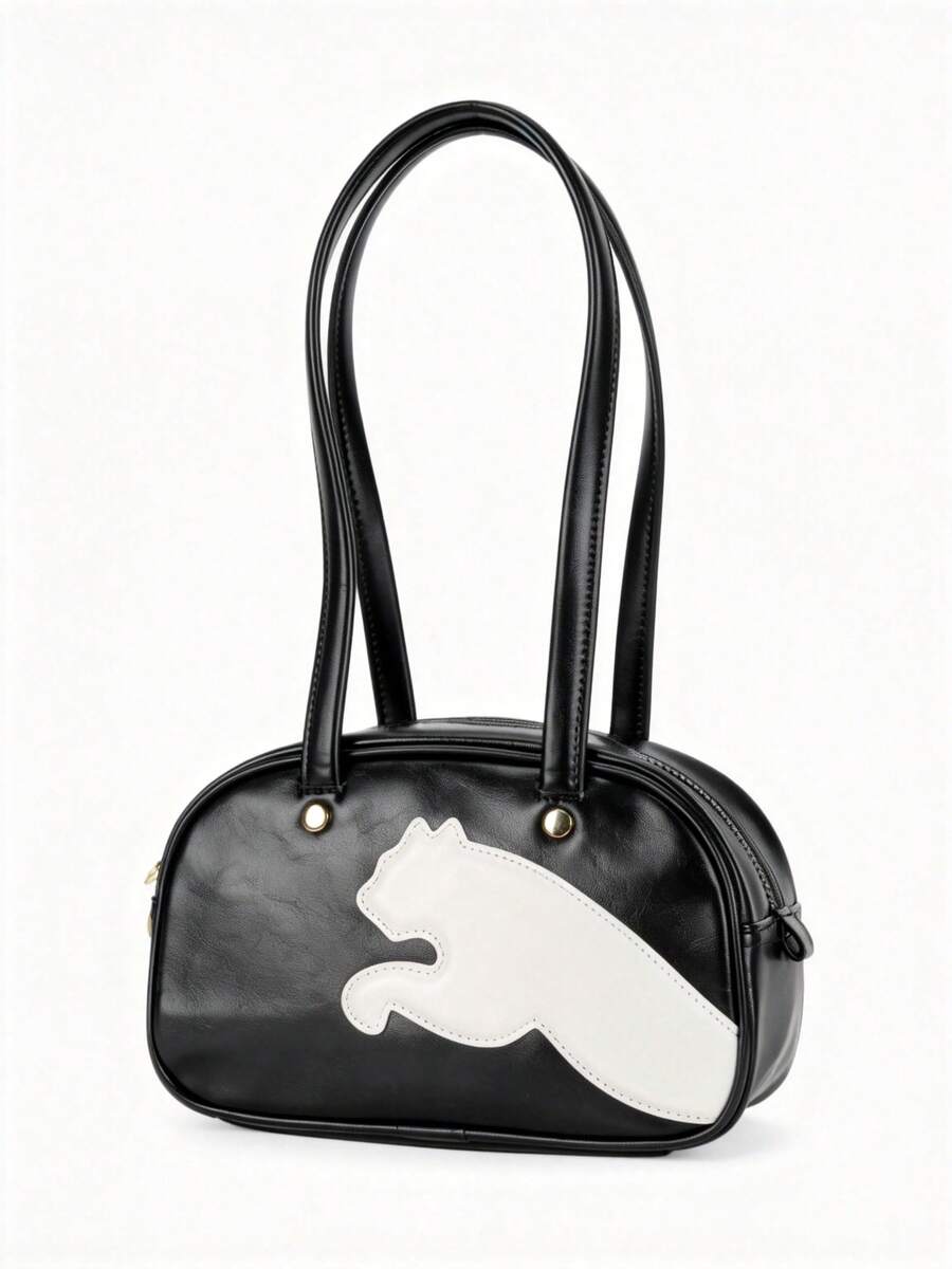 Bolso de hombro para mujer PUMA Mini Grip Bolso de viaje al aire libre uso diario casual Bolso de mano Bolso de hombro 092846-03 - Negro-Blanco cálido - Ver 1