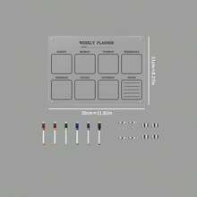 Household Refrigerator Magnetic Black Line Acrylic Writing Planner Board, Weekly + Monthly Planner Board Optional, Family Grocery Shopping & Meal Prep List Erasable Memo Board - Multicolor - View 12