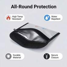1pc Small Fireproof Storage Bag, Non-Irritating Document Organizer For Cash, Important Papers, Valuables, Passports, Currency, Keys, Travel Essentials And Home Security - Silver - View 7