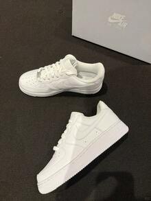 Nike Air Force 1 Low Pure White Leather Construction Durable Skate Sneakers - 白色 - 查看 4