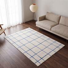 1 buah Karpet Dekoratif Beludru Persegi Panjang Minimalis Motif Kotak Biru Anti Selip yang Dapat Dicuci, Bagian Bawah Anti Selip dengan Permukaan Halus, Alas Beige dengan Garis Persegi Biru Gaya Gambar Tangan, Pola Geometris Minimalis yang Segar, Gaya Rumah Modern Serbaguna, Cocok untuk Area Sofa Ruang Tamu, Kamar Tidur, Ruang Berjemur, Sudut Baca, Palet Warna Lembut dengan Mudah Menciptakan Suasana Rumah yang Bersih dan Menyegarkan, Karpet, Permadani, Permadani Ruang Tamu, Karpet Kamar Tidur, Permadani Beludru, Permadani Geometris, Tikar Motif Kotak, Dekorasi Rumah Minimalis, Dekorasi Ruangan Estetis - MultiWarna - View 3