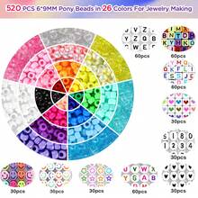 40-Grid Ponytail Bead Bracelet Making Kit, Multicolor Acrylic Barrel Beads, Letter Beads, Smiling Face & Heart Beads, DIY Jewelry Making Craft Materials For Bracelets And Necklaces - A - View 3