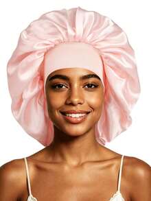 Extra Large Satin Bonnet For Women, Oversized Silky Hair Bonnet With Elastic Wide Band, Double Layer Sleep Cap For Braids Curly Long Natural Hair, Night Hair Wrap Head Cover - Multicolor - View 8