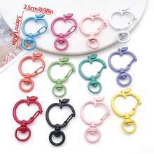 6pcs Multicolor Hollow Apple Lobster Clasps Fruit Shaped Swivel Spring Snap Hooks For DIY Keychains Bag Charms And Handmade Jewelry Hardware Findings - Multicolor - View 6