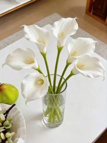 12pcs/6pcs White Artificial Calla Lily Flowers, Artificial Flower Bouquet, Home Wedding Decoration, Garden Decoration, Party Decoration, Bohemian Style Decoration, Holiday Party Decoration, Birthday Celebration, Daily Gift - White - View 4