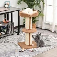 91 Cm Cat Tree, Cat Tower With Sisal Posts, Platform, Cushion, Multi-Level Scratching Post, Climbing Tree, For Medium-Sized Cats, Light Brown - 淺棕色 - 查看 1