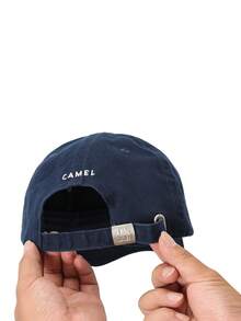 CAMEL CROWN 復古水洗寬帽簷棒球帽，大頭設計適合小臉，新款中性網球遮陽帽 - 黑夜藍 - 查看 5