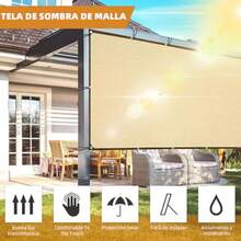 Malla Sombra Exterior 95% Beige Toldo HDPE Transpirable con Ojales Reforzados Protección UV para Jardín, Terraza, Pérgola, Invernadero Varios Tamaños Disponibles - Beis - Ver 3