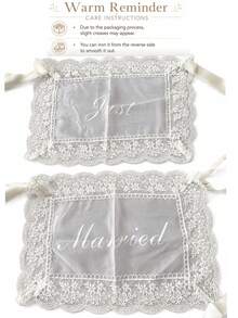 1 Set Bride & Groom/Wedding Chair Back Decor, Elegant Lace Chair Back Decoration With White Satin Ribbon, Romantic Outdoor Ceremony Reception Chair Cover, Country Garden Wedding Bride Table Decor, Wedding Party/Sweetheart Table Party Decoration, Aesthetic - View 10