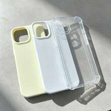 3pcs Solid White Yellow Transparent Large Hole Frame Anti-Drop Phone Case Compatible With Apple 17 Pro Max/17/16/15 Pro Max/15 Plus/15 Pro/15/14 Pro Max/14 Plus/14 Pro/14/13 Pro Max/Pro Max/12 Pro Max/12 Pro/12/11 Pro Max/11, Perfect Christmas Gift, New Year Gift, Easter Gift, Ideal Choice For Family And Friends, Best Christmas Selection - Multicolor - View 3