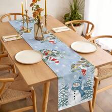 Christmas Snowman Snowflake Xmas Tree Table Runner Reusable Winter Kitchen Dining Table Runner Christmas Decorations - Multicolor - View 4