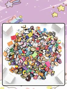 Random 10-100pcs Cute Cartoon Series Shoe Charms, Food/Animal/Flower/Sports, Suitable For Clogs, Sandals, High-Quality Shoe Accessories, Perfect Gift For Teens, Men, Women And Adults - Colorful - View 1