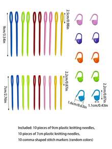 Set Jarum Jahit Benang 30 Buah, Termasuk Jarum Pengaman Lubang Besar 7cm dan 9cm serta Penanda Jahitan Koma Lock, Alat Rajut Ergonomis Buatan Tangan untuk Kerajinan Merajut dan Bordir - Mengatur - View 9