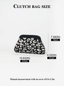 Tas Kosmetik Bingkai Logam Motif Leopard Hitam Putih, Tas Penyimpanan Portabel Kapasitas Besar dari Kain Rajut, Kantong Kosmetik Genggam untuk Perjalanan - MultiWarna - View 4