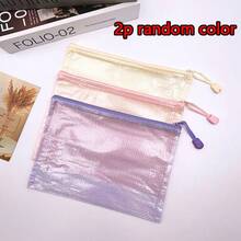 2/6/9-Pack A5 Grid Zipper Bags, Waterproof And Large Capacity, Suitable For Stationery Storage, Office Documents, Etc. - Full Color - View 10