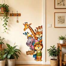 1/3/5 piezas Pegatinas de pared de bienvenida con animales salvajes de dibujos animados, jirafa, león, hipopótamo, pájaro, calcomanías de pared removibles, decoración de pared para entrada, dormitorio, fondo del hogar, regalo - Pegatinas de animales - Ver 8