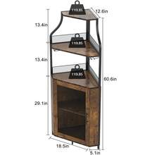Space-Saving 5-Tier Corner Wine Bar Cabinet - Industrial Home Bar Storage with Removable Wine & Glass Rack, Adjustable Shelves, Mesh Door, Glass Doors & Guardrail - Verschiedenfarbig - Übersicht 3