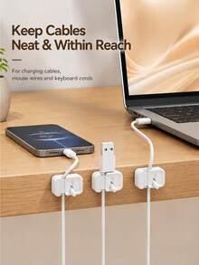 3pcs/6pcs Cable Organizer Clips, Desktop Cable Holder, Charging Cable Management, Phone Charging Cable Organizer, Mouse Keyboard Cable Holder, Office Desk Storage Accessories, Small Portable Computer Desk Organizer - Multicolor - View 3