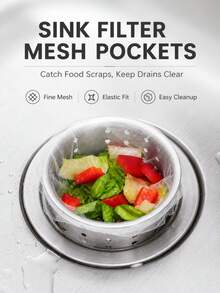 100pcs Disposable Fine Mesh Kitchen Sink Strainer Bags, Elastic Drain Filter Net, Anti-Clogging Food Residue Collection Bag, Easy To Lift And Discard Sink Drain Protector, Suitable For Most Kitchen And Bathroom Sink Strainers - A - View 5