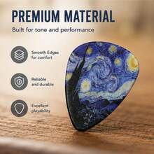 Pemetik Gitar Seluloid Cetak Gaya Dekoratif Langit Berbintang Artistik, Ketebalan Berbagai Ukuran 0,46mm 0,71mm 0,96mm, Cocok untuk Latihan dan Pertunjukan Gitar Akustik Folk & Gitar Elektrik, Aksesori Instrumen Gesek Universal - Langit Berbintang - View 4