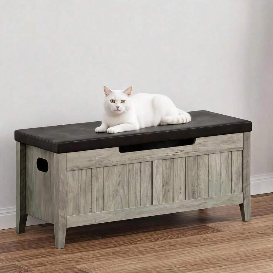 Kselythan Storage Benches - Dark Grey - View 1