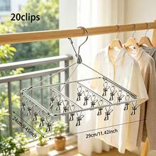 1pc Multifunctional Stainless Steel Sock Rack, Space-Saving Dryer Drying Rack, Solid 20/40 Clips Clothes Hanger, Windproof Design, Multi-Clip Clothes Hanger, Suitable For Drying Socks, Underwear, Small Garments, Diapers And Hanging Small Laundry, Perfect For Halloween And Christmas - Multicolor - View 10