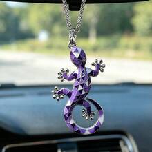 1pc Lucky & Gecko Car Hanging Ornament/Rearview Mirror Pendant/Fun Alloy Chain Car Decoration Gift - Gecko Pendant - View 4