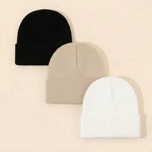 BONNY BOOM 1/4pcs Solid Color Beanie Hat, Unisex Knitted Hat, Suitable For Outdoor Fashion Street Skiing, Warm Multifunctional Cold-Proof Hat, Loose Fit. - Multicolor - View 3