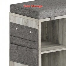 Techigher Shoe Storage Bench With Cushion, Shoe Rack Organiser, Hallway Storage Bench With Padded Seat & Adjustable Shelves, Compact Shoe Cabinet For Entryway, Bedroom, Living Room - Grey 104*30.5*53 - View 7