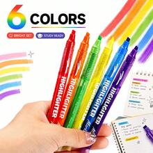 1 pieza Marcador resaltador con brillo, marcador fluorescente iridiscente con arena galáctica brillante para diarios, toma de notas, colorear y dibujar, de vuelta a la escuela - Iluminador con purpurina - Ver 6