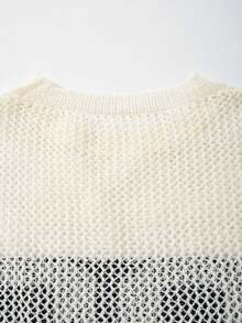 ANDREILEE Men's Unisex Knit Round Neck Short Sleeve Top Street Sport Casual 98 Number Hollow Out Semi-Sheer T-Shirt Spring Summer - Apricot - View 5