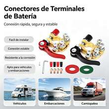 Conector de Pinza de Terminal de Baterí,Conectores deTerminales de Batería, 2PK Liberación Rápida de 4 Vías, Conectores de Abrazadera Positivo Negativo, para Postes SAE/JIS Tipo A, Fácil Ajuste, con Llave, Adecuado para Terminales de Batería de 4 Vías de Automóviles, Camiones y Camiones - 2 piezas - Ver 2