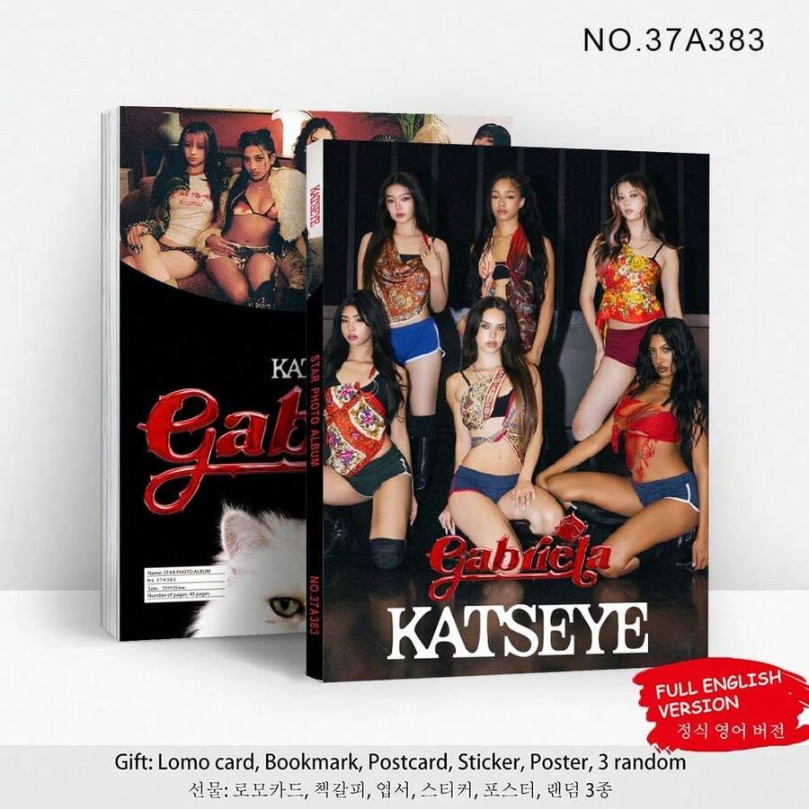 Revista de Presente de 80 Páginas Livro de Arte Álbum Katseye Beautiful Chaos Coleção de Mercadorias de Estrela K-POP, Mini Cartões, Adesivos, Livro de Fotos de Estrela