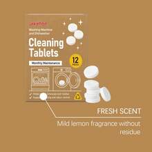 jakehoe Tablet Pembersih Mesin Cuci & Mesin Pencuci Piring 2 in 1 (12 Buah) Pembersih Mendalam Penghilang Kerak & Bau Pembersih Mesin Cuci Tugas Berat Spons Pembersih Rumah Tangga Padat Penting Untuk Mesin Cuci Muat Atas/Depan & Semua Mesin Pencuci Piring - Berbagai bentuk - View 3