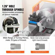 Compact Metal Lathe, 7'' X 16'', 800W, Precision Desktop Metalworking Lathe, Variable Speed 150-2500 RPM, Includes 3.9'' 3-Jaw Chuck & Tool Box For Detailed Part Crafting - 7" X 16", 800W - View 6