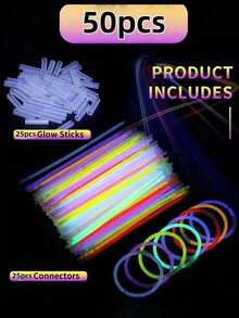 30/50/100/200pcs (Includes Connectors + Glow Sticks) Colorful Glow Bracelets, Disposable Glow Sticks For Concerts, Parties, Camping, Outdoor Events - Multicolor - View 11