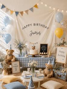 Custom Birthday Banner, Personalized Birthday Name Flag, Fabric Birthday Sign, Outdoor Wall Art Background, Aesthetic Style, Birthday/Decoration, First Christmas Decoration, Wall Hanging - Multicolor - View 6