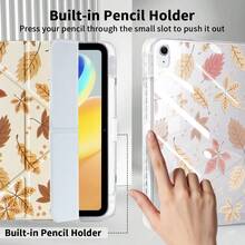 Y型折疊保護殼，適用於 iPad (A16) 11代 11吋、10代 10.9吋、Air 8 (M4) 11吋 2026、7代、8代、9代 10.2吋、Pro 11 2020-2022、Air 7/6 (M3/M2) 11吋，附筆槽，智慧保護殼，軟 TPU 背殼，自動喚醒/睡眠 - 秋天楓葉 - 查看 4