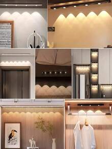 1pc Cat Eye Sensor Cabinet Light, 20/30/40/50cm USB Rechargeable Motion Sensor Light, LED Light Strip, Dimmable 3-Color Options, Suitable For Kitchen, Wardrobe, Cabinet, Bedroom, Hallway - Three Colors - View 11