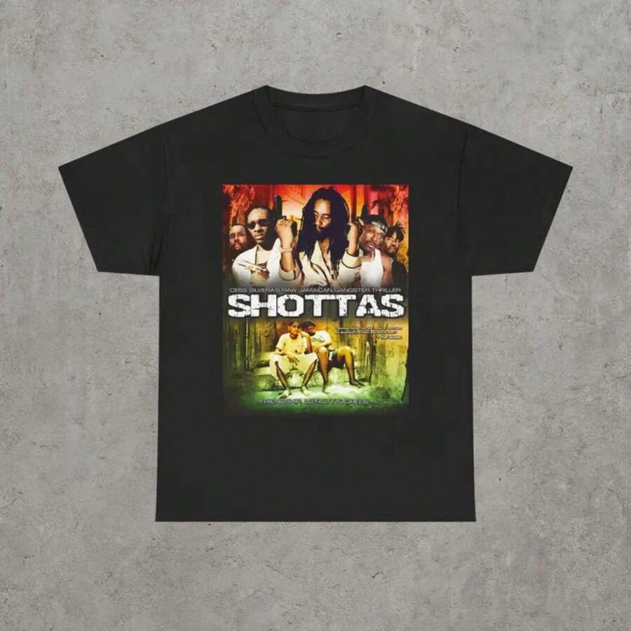 Camiseta de la película Shottas, unisex, de algodón grueso, estilo vintage. - Negro - Ver 1