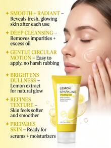 MOOYAM Lemon Sparkling Peeling Gel Gel Pengelupas Wajah Lembut, Pembersih Mendalam, Mengangkat Sel Kulit Mati Secara Nyata, Menghaluskan Kulit Kasar dan Kusam, Menampilkan Kulit Segar dan Bercahaya, Perawatan Kulit Wajah Harian yang Lembut dan Tidak Mengeringkan untuk Semua Jenis Kulit 100ml - Pembersihan menyeluruh - View 7