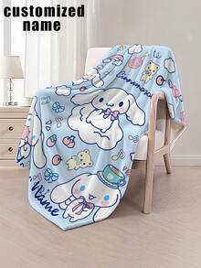 SANRIO 雲端 Cinnamoroll 卡通客製化毯，可印上您的名字，適合送給朋友和女朋友的禮物，280GSM 超柔軟客製化熱壓毯 - 彩色 - 查看 4
