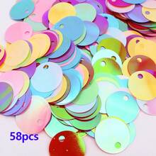 20g 58pcs Flat Round Loose Sequins 30mm Large Hole Sequins 3cm Large Bulk Embroidery Handmade Sequins Colorful PVC Iridescent Appliques Garment Jewelry Making DIY Sewing Accessories - 20g - View 8
