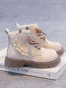 Girls' New Boots Black Mid-Calf Boots Stylish Boots - Beige - View 4