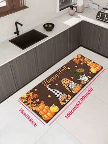 1/2pcs Autumn Thanksgiving Pumpkin Gnome Kitchen Decor Rug, Autumn Kitchen Rug And Mat, Non-Slip Washable Absorbent Kitchen Accessories Decor Mat, Thanksgiving Holiday Gift! - Multicolor - View 12